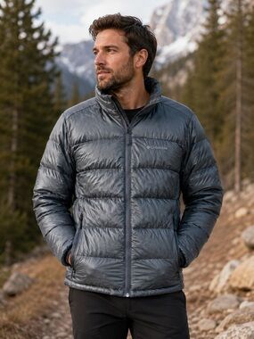 Columbia Voodoo Falls 590 TurboDown Puffer Jacket Men's Silver Gray Like New